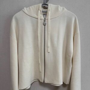 Loewe Cream Zip-Up Hooded Cardigan